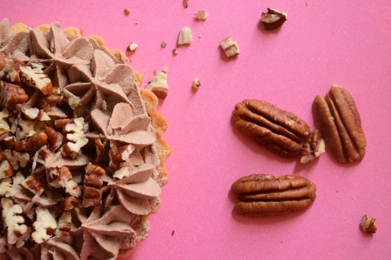 Tarte aux pralines roses